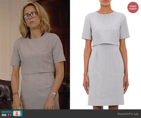 WornOnTV Elizabeths grey layered dress on Madam Secretary Téa Leoni Clothes and Wardrobe