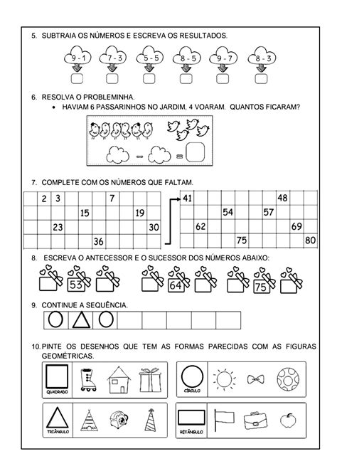 Atividades Matemática 1 Ano Yalearn