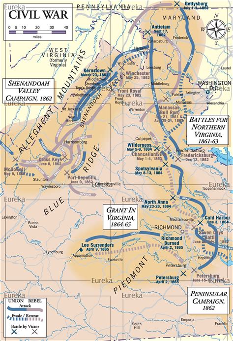 Civil War Battles Virginia 1861 1865 ©eureka Cartography Berkeley