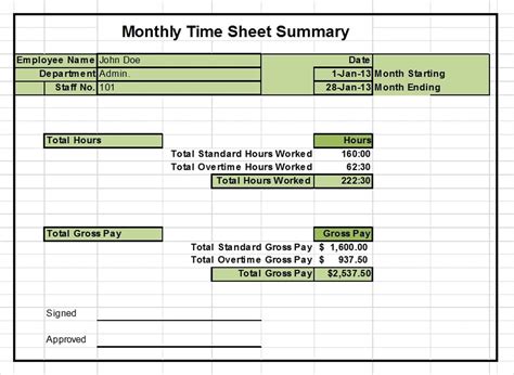 Timesheet Excel Templates 1 Week 2 Weeks And Monthly Versions