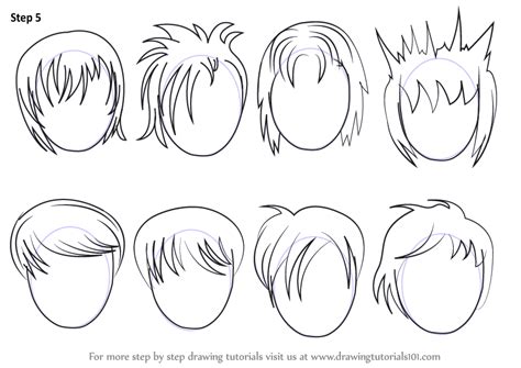 Learn How To Draw Anime Hair Male Hair Step By Step Drawing Tutorials