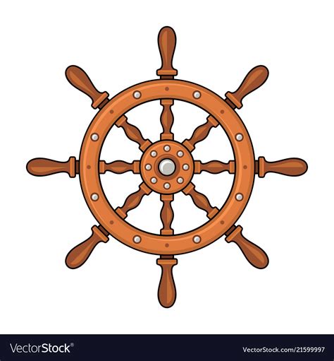 Wooden Ship Wheel On White Background Royalty Free Vector