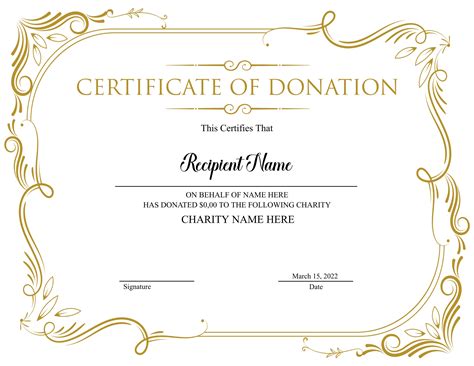 Buy Editable Donation Certificate Template Printable Certificate