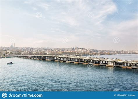 Ataturk Bridge Over The Golden Horn In Istanbul Turkey Stock Image