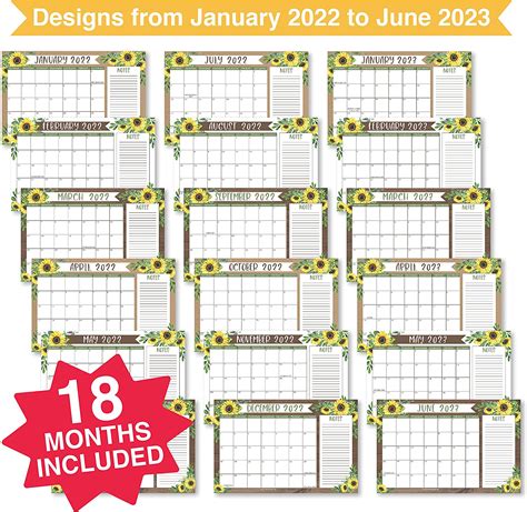 Buy Large Desk Calendar 2022 2023 Sunflower Calendar 2022 Desk
