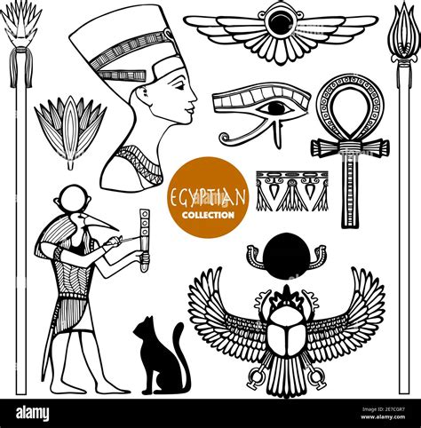 Egypt Set With Ancient God Symbols And Ornaments Isolated Vector Illustration Stock Vector Image