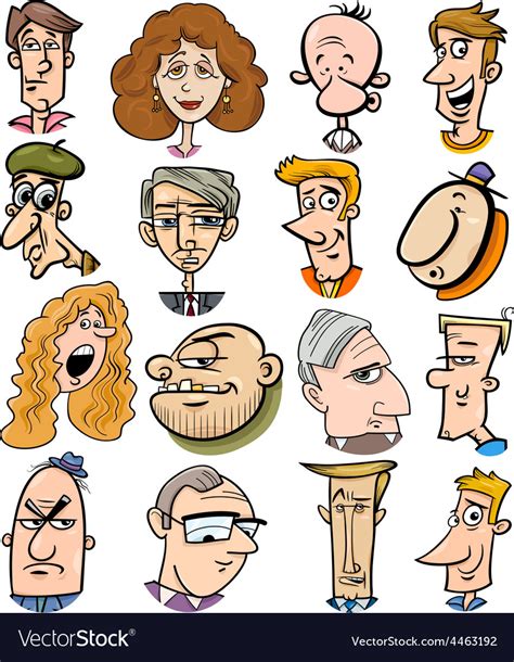 Cartoon People Characters Faces Royalty Free Vector Image