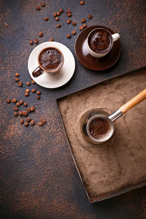Traditional Turkish Coffee Prepared On Hot Sand Stock Image Image Of