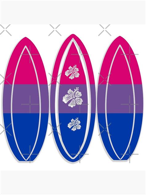Bi Sexual Pride Flag Surf Boards With Hibiscus Poster For Sale By