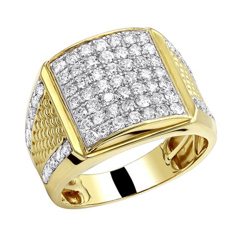 Solid 10k Yellow Gold Mens Diamond Ring By Luxurman 225 Carats 406914