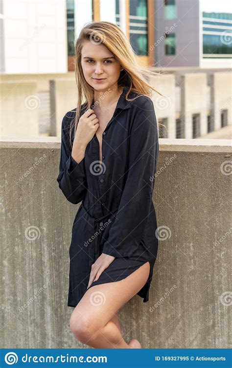 Lovely Brunette Model Posing Outdoors Stock Image Image Of European
