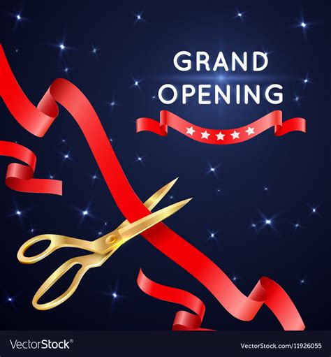 Ribbon Cutting With Scissors Grand Opening Vector Image