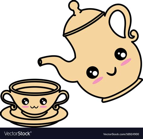 Cute Teapot Kitchenware Kawaii Cute Cartoon Vector Image