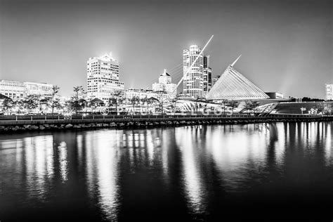 Wall Art Print And Stock Photo Milwaukee Skyline At Night Picture In