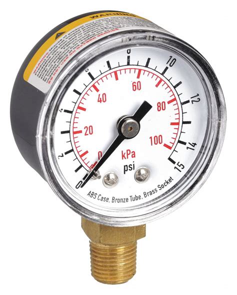 Grainger Approved Pressure Gauge 0 To 15 Psi 0 To 100 Kpa Range 18