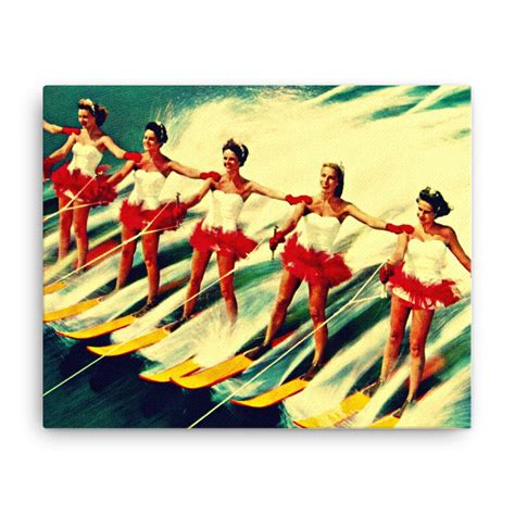 Vintage Art Water Ski Art Canvas Mid Century Canvas Etsy Uk