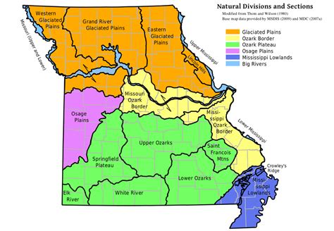 Mohap Missouri Natural Divisions And Sections Map