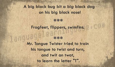 Often these are similar words which follow one another but differ in certain syllables. English Tongue Twisters - learn English,tonguetwisters,english