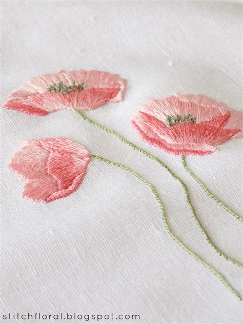 Want to know how to embroider flowers step by step? Dancing poppies: hand embroidery freebie! - Stitch Floral