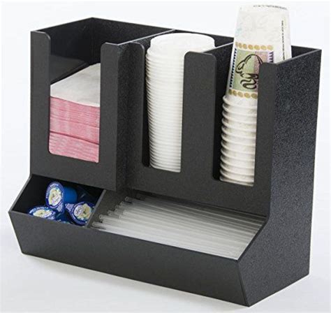 Cup And Lid Organizer 5 Compartments Tabletop Or Wall Mount Black Abs