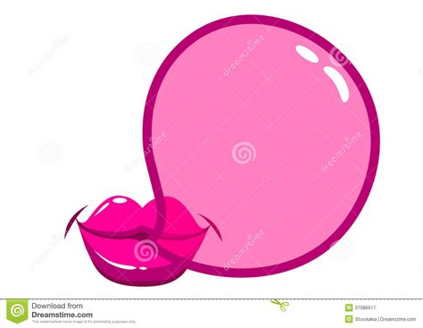 Lips Blowing A Bubblegum Bubble Vector Illustration Stock Vector