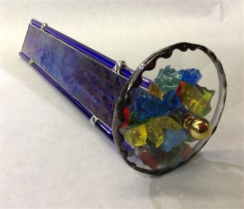 Stained Glass Kaleidoscope With Glass Bead Rods On Corners By Sandy