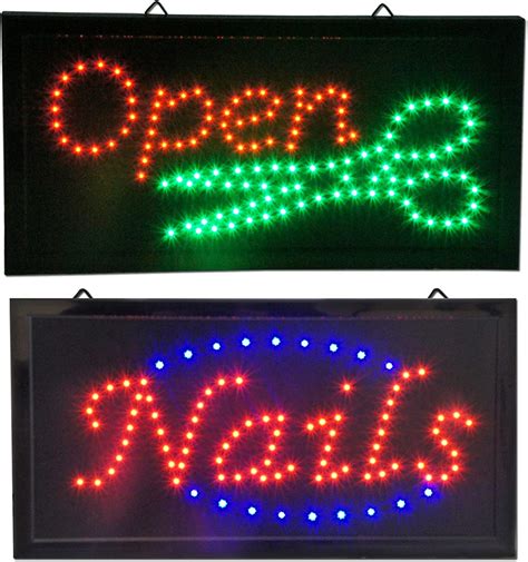 Open And Nails Beauty Salon Animated Led Signs Store Neon Barber Business Shop Hair Cut Spa Light