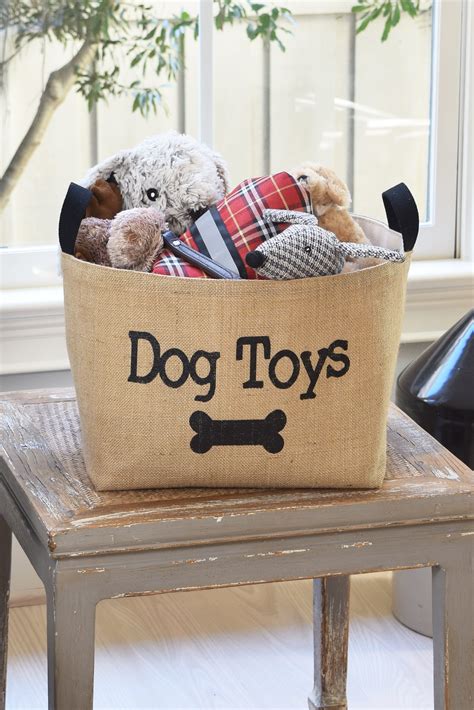 A Southern Bucket Dog Toys Storage Bin Jute Burlap Basket Black A