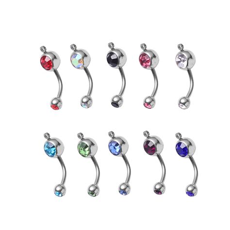 10pcs Belly Button Ring Human Body Piercing Jewelry Ring Stainless Steel Navel Button For Body