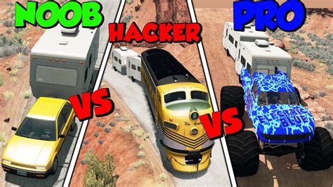 Noob Vs Pro Vs Hacker 11 Beamng Drive Crashes And Stunts Youtube