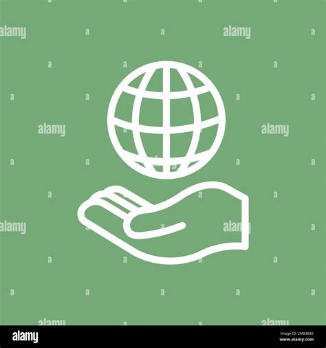 Hand Presenting Globe Icon Vector For Business In Simple Line Stock