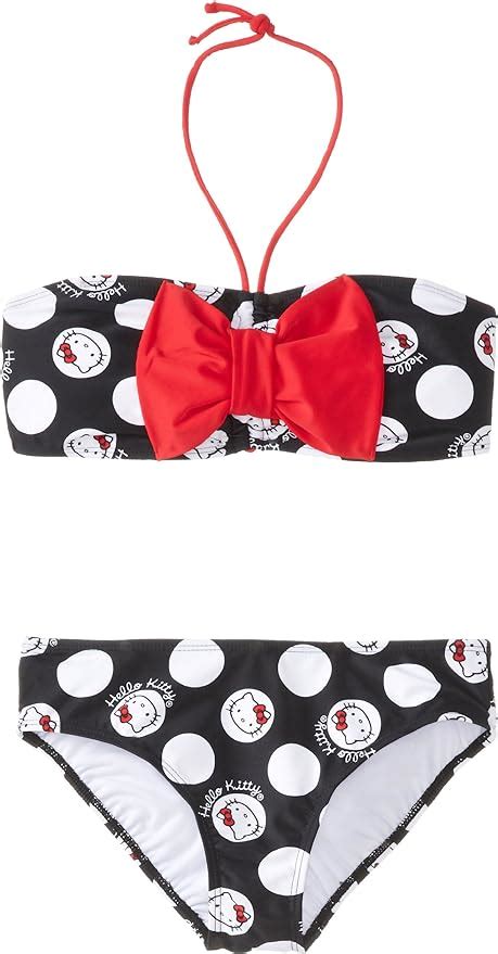 Hello Kitty Big Girls 2 Piece Swimsuit Bling With Bow