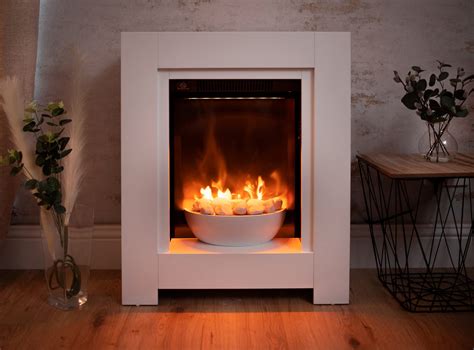 Garden Mile 2kw Inset Modern White Fireplace Log Burner Light Stove