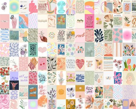 118 Danish Pastel Aesthetic Wall Collage Kit Danish Pastel Etsy
