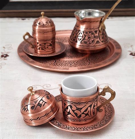 Turkish Coffee Set Copper Coffee Cup Set Copper Coffee Pot Etsy