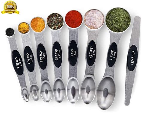 Measuring Spoons With Strong Magnets Set Of 8 Stainless Steel