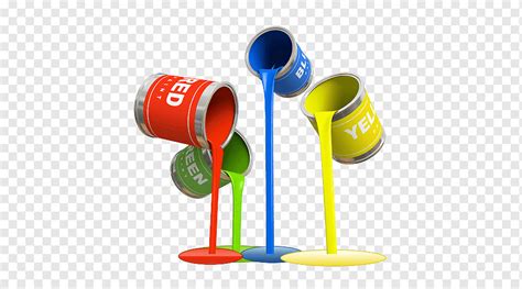 Four Paint Cans Pouring Paint Illustration Painting Bucket House