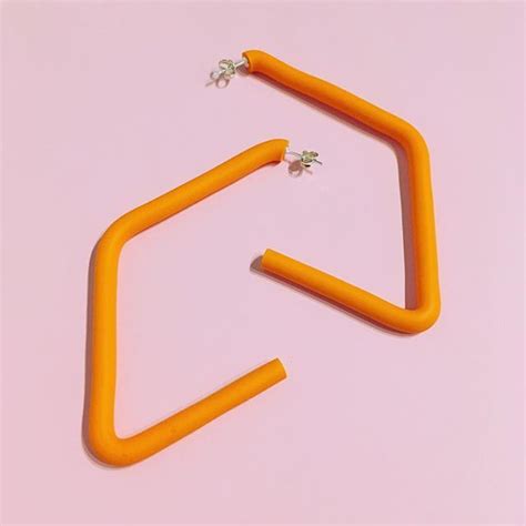 Orange Diamond Hoops 🍊 Available Online Diamond Hoops Orange Polymer