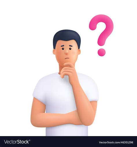Confused Man Thinking In A Thoughtful Pose Vector Image