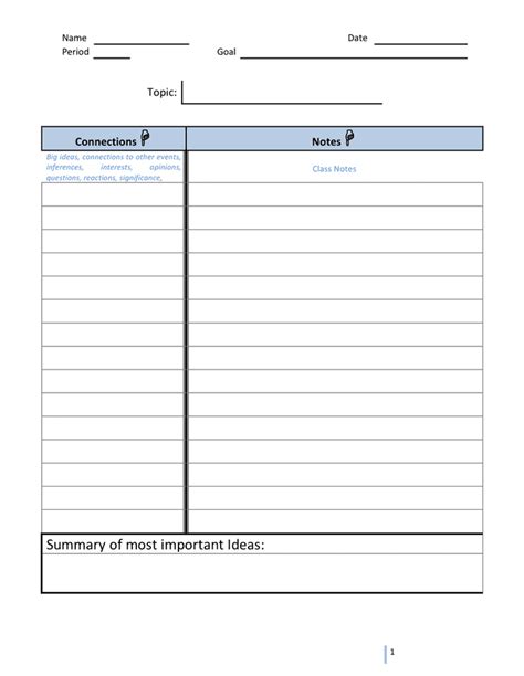 Cornell Notes Template In Word And Pdf Formats
