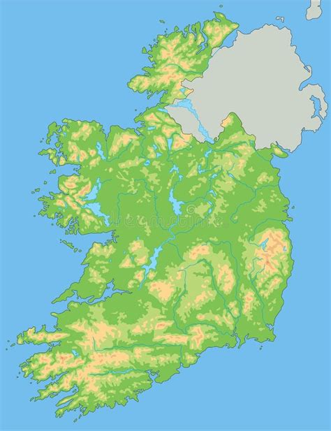Mapa Físico Detallado De Irlanda Ilustración del Vector Ilustración