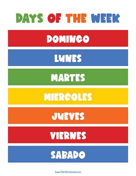 All The Days Of The Week In Spanish Uno