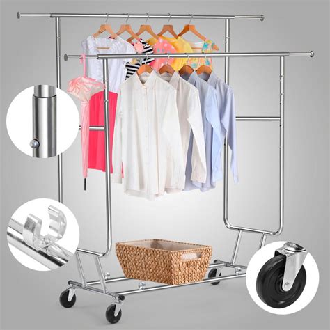 Yaheetech Commercial Grade Garment Rack Rolling Collapsible Rack Hanger