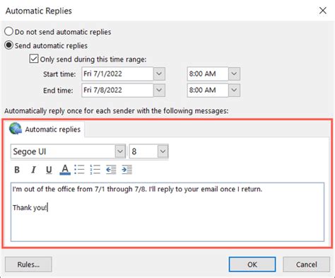 How To Set Up An Out Of Office Message In Outlook