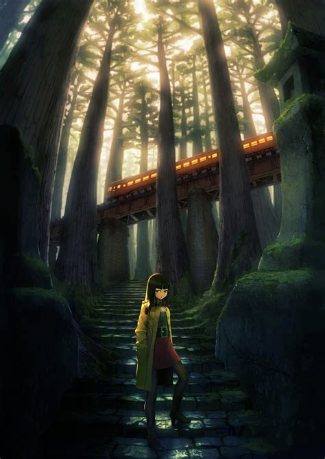 Wallpaper Sunlight Trees Forest Night Anime Reflection Artwork