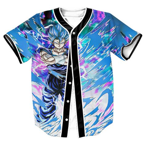 Dragon ball z football jersey this is an officially licensed dragon ball z football style jersey made from primarily polyester and some cotton so it is incredibly durable. Newest Goku Blue Theme Baseball Jersey | DBZ Shop