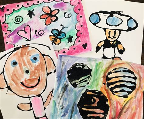 Black Glue Watercolor Art Project For Kids Glitter On A Dime