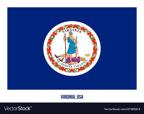 Virginia Flag On White Background Usa State Vector Image