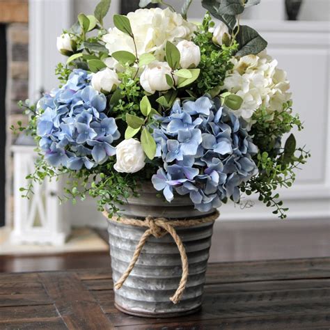 Stunning Blue And Creamy White Hydrangea Centerpiece