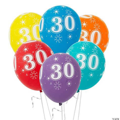11 30th Birthday Sparkle Latex Balloon Assortment 6 Pc Oriental